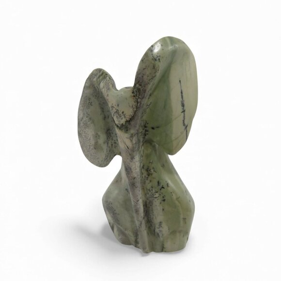 Stone Elephant Hand Carved Green Butter Jade Stone in South Africa Signed 5.9" - Picture 7 of 11